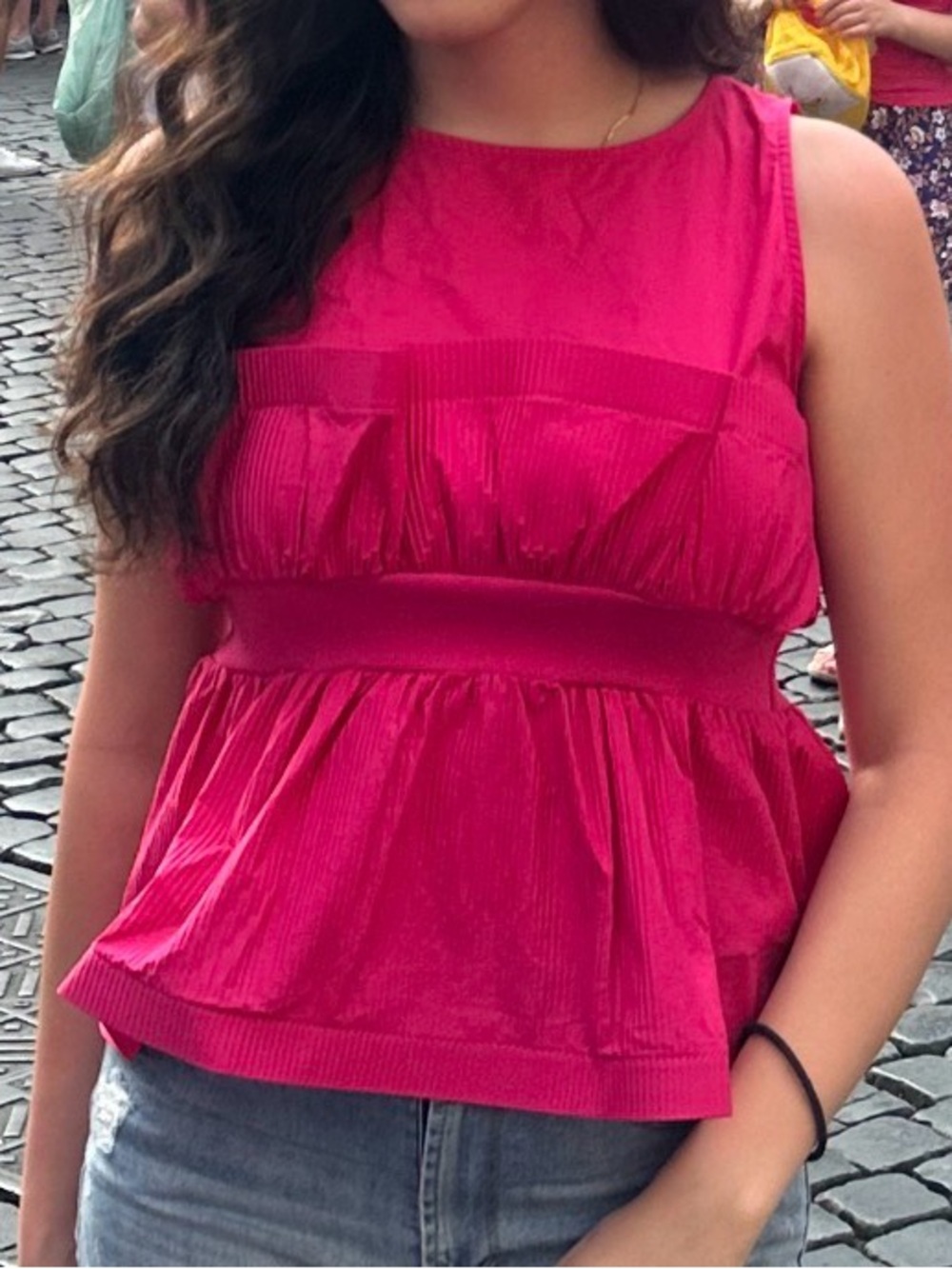 Fuchsia Sleeveless Peplum Tank Top